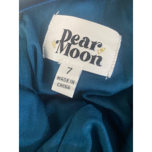 Blue Velvet Strappy Midi Dress By Dear Moon Size 7 Party Cocktail Holiday - Picture 2 of 15